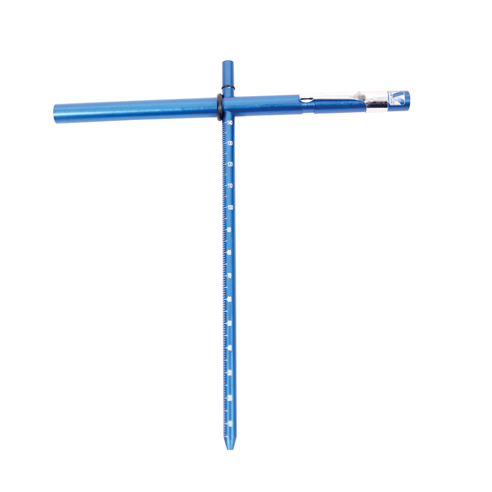 Medidor de desgaste da banda de rodagem p/ veic. fora de estr./agric. (tubolar/azul) compr. 140mm.