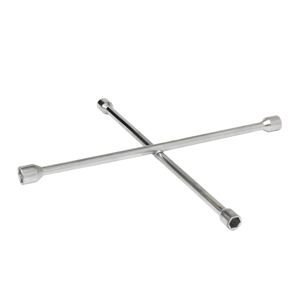 Chave de roda cruz 4 bocas cromo-vanadium niquelada profissional comprimento 510mm