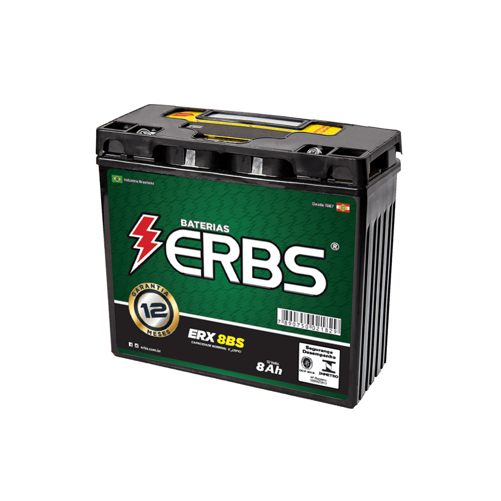 Bateria selada (erx8bs) p/ moto cbx 150, cbx 200, nx 150, nx 200