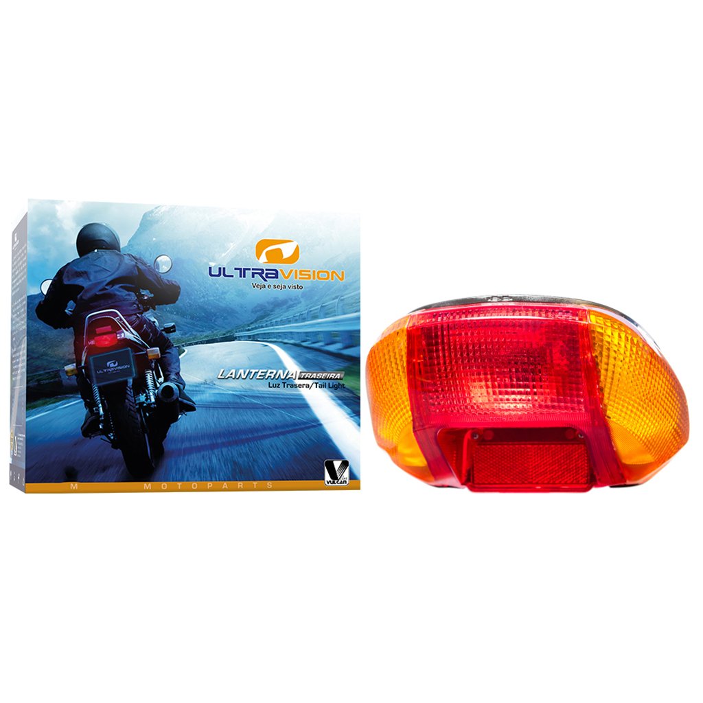 Lanterna traseira completa p/ moto honda c-100 biz ks/es 96/05 pop 100 06/12 - lente vermelha c/ lâmpada