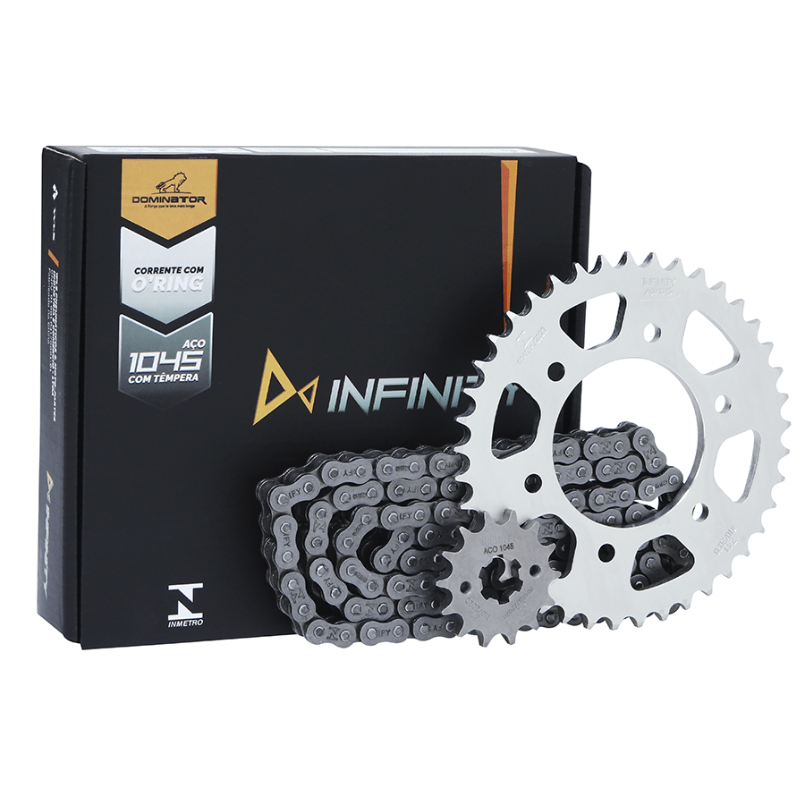 Kit trans. infinity 1045 temp. compl. p/ moto yamaha ys 150 fazer ed/sed flex 14/... (41t+14t-428ho+126l)
