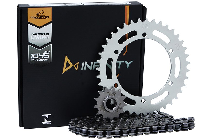 Kit trans. infinity 1045 temp. compl. p/ moto yamaha xtz 250 lander 09/25 - xtz 250 tenere 11/? (39t+13t-520ho+106l)
