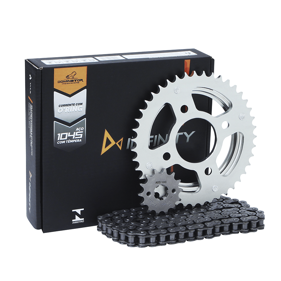 Kit trans. infinity 1045 temp. compl. p/ moto honda cg titan 125 fan 09/13 (43t+14t-428ho+116l)