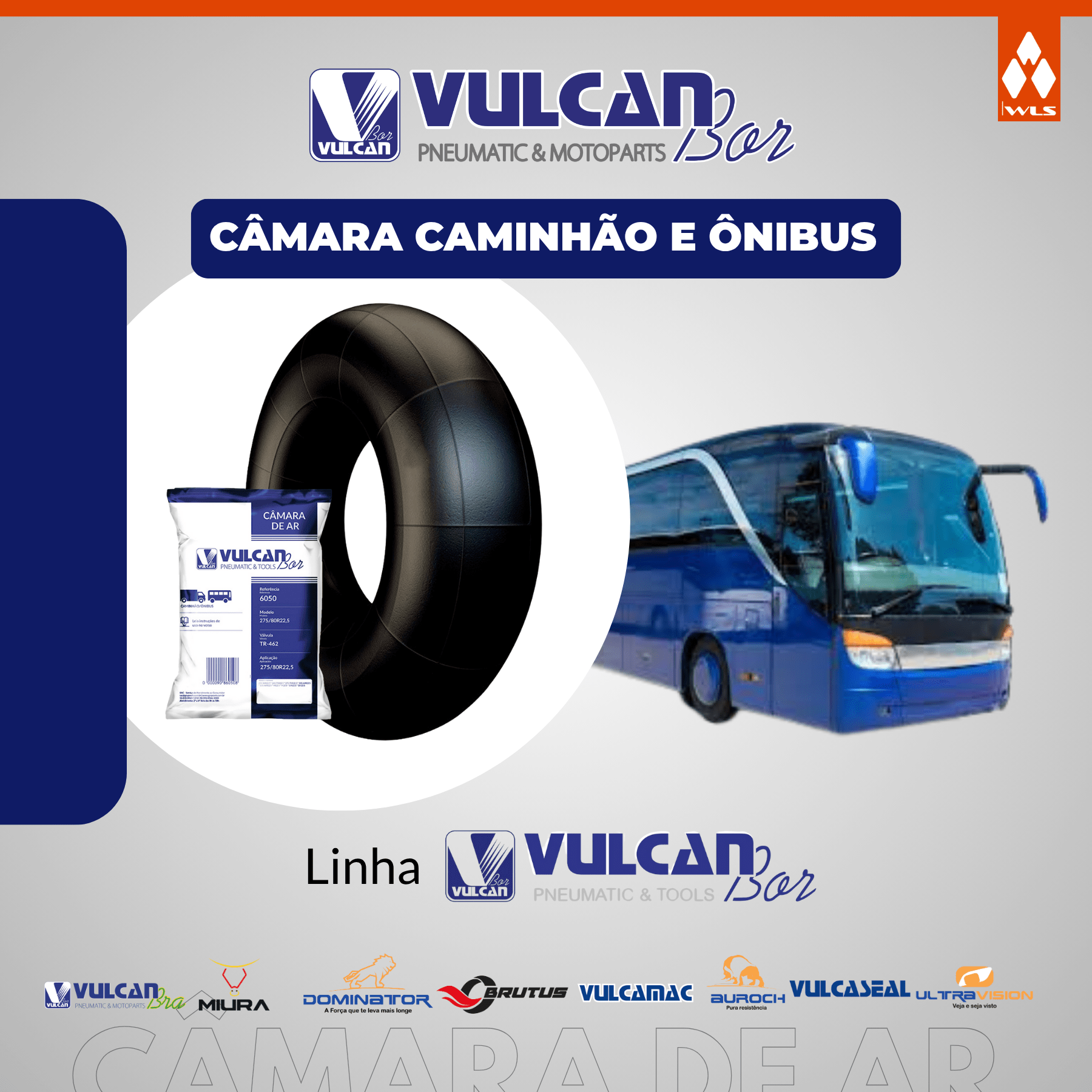 Câmara ar caminhões e ônibus aro 22,5 - (275/80 r22,5 *tr462d)