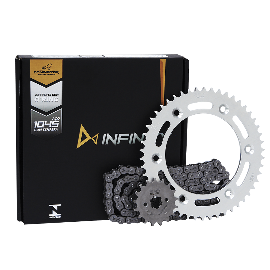 Kit trans. infinity 1045 temp. compl. p/ moto honda nxr 150 bros 03/... (50t+17t-428ho+130l)
