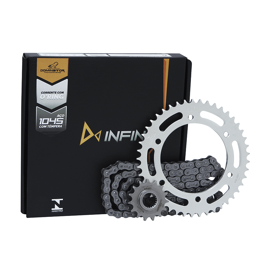 Kit trans. infinity 1045 temp. compl. p/ moto yamaha ys 250 fazer 06/... (45t+15t-428ho+132l)