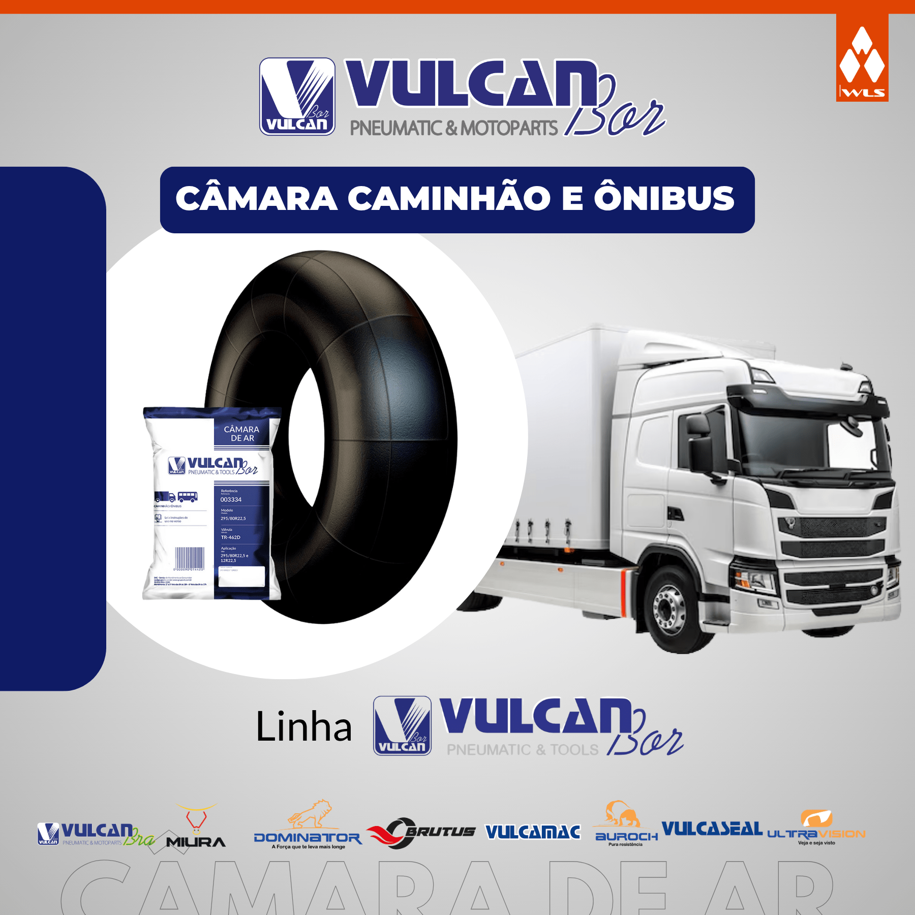 Câmara ar caminhões e ônibus aro 22,5 - (295/80 r22,5 *tr462d)