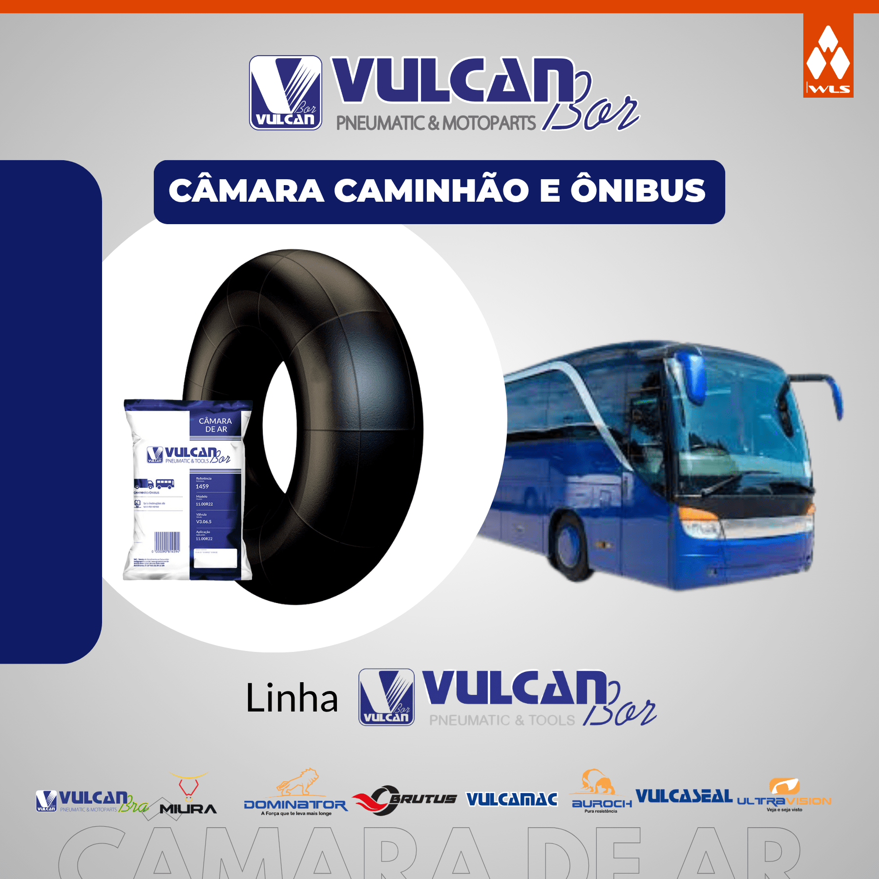 Câmara ar caminhões e ônibus aro 22 - (11.00r22 *v3.06.5)