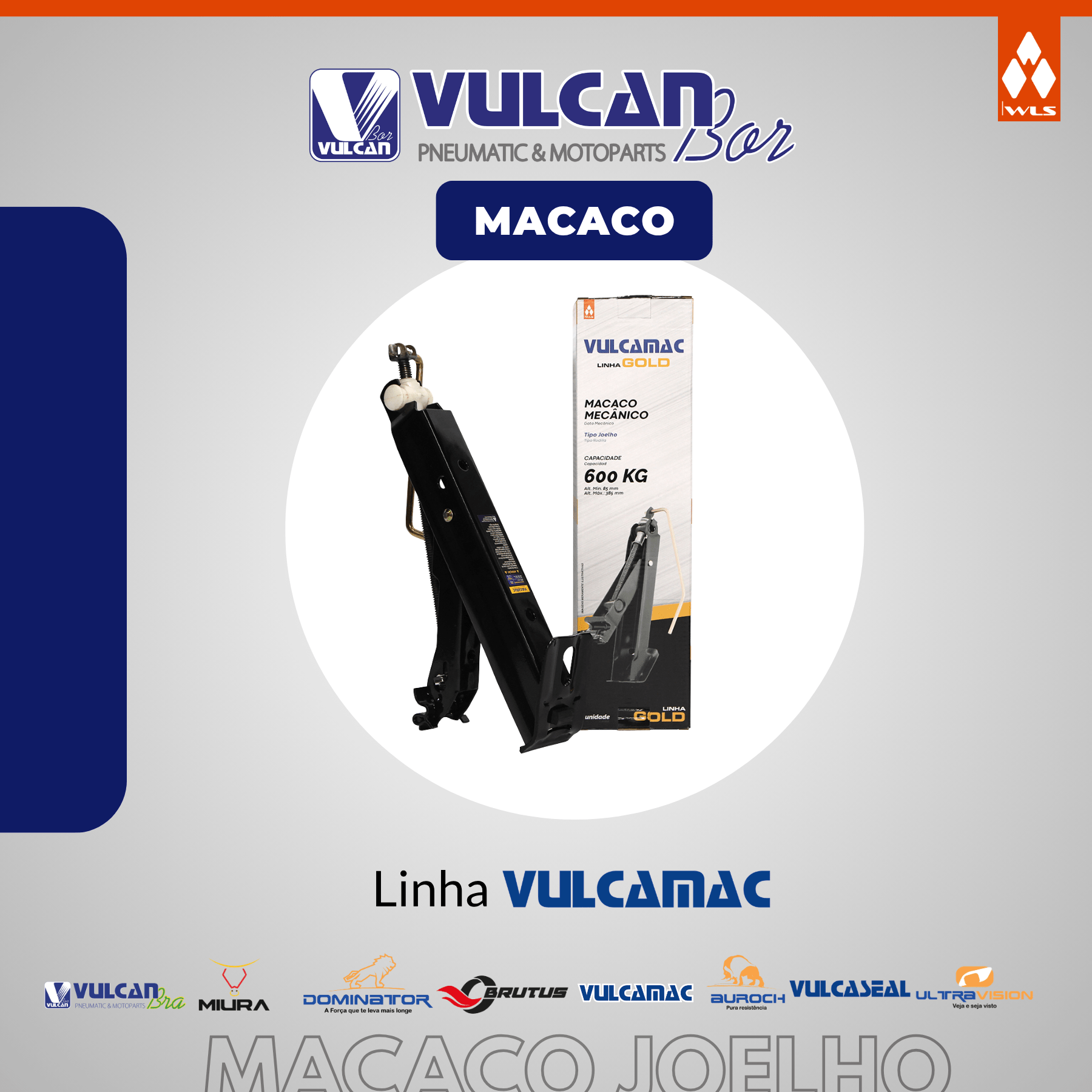 Macaco joelho 600kg alt. 85x385mm (reforcado) - linha gold