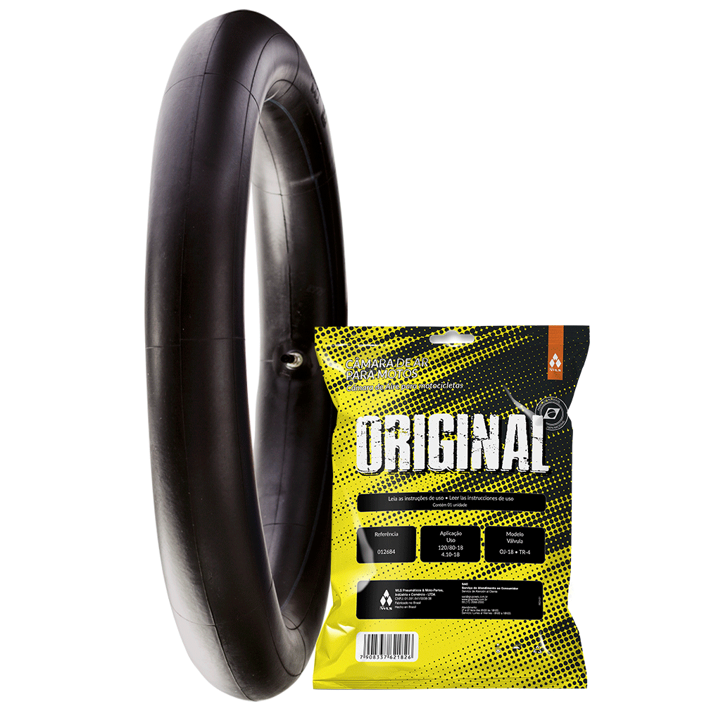Câmara ar moto aro 18 - tras. honda xl, cb, yamaha dt 180, dt 200 (120/80-18, 4.10-18* tr4) (oj-18)