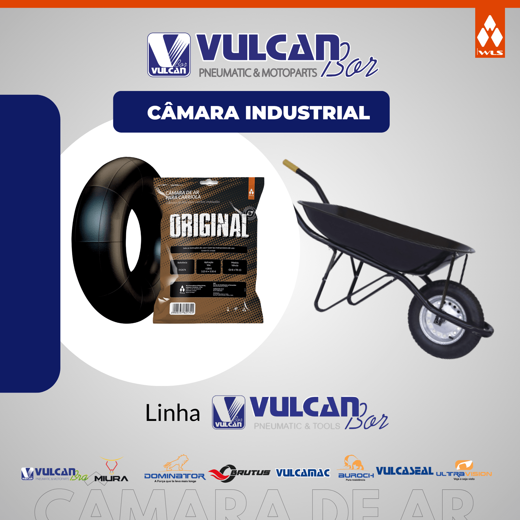 Câmara ar carrinho aro 08 - construção, plataforma (3.25/3.50/4.00) - (oj-8)
