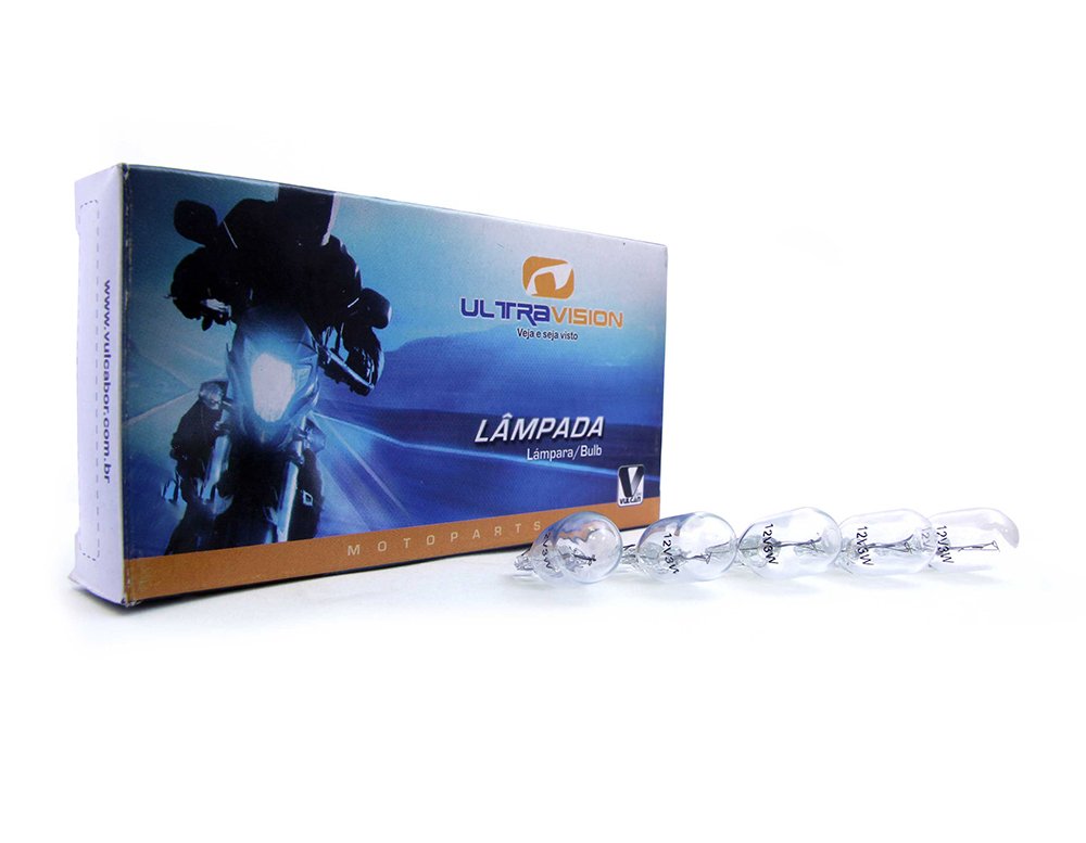 Lâmpada de moto p/ painel cristal mod. 12v/3w esmagada/pingo (preço da cx c/ 10 peças)