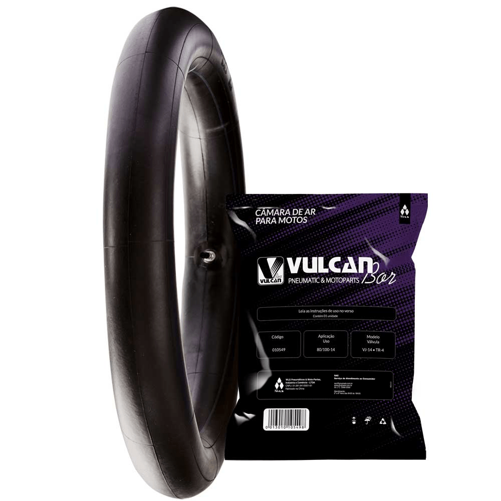 Câmara ar moto aro 14 - tras. honda biz 100, biz 125, pop 100 - shineray jet 50s - (80/100-14 *tr4) (vj-14)