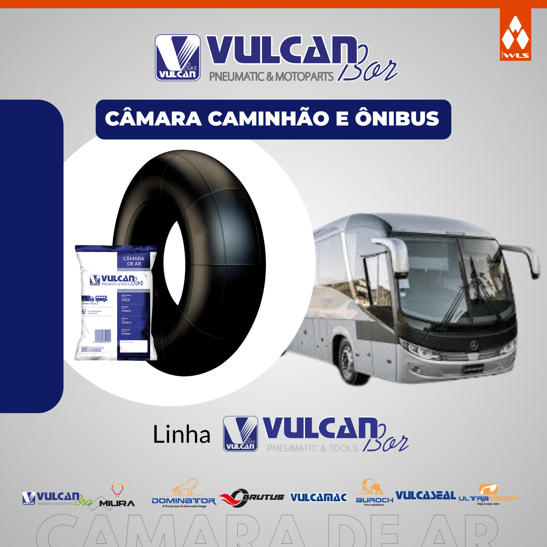 Câmara ar caminhões e ônibus aro 20 - ( 9.00r20 *v3.06.5)