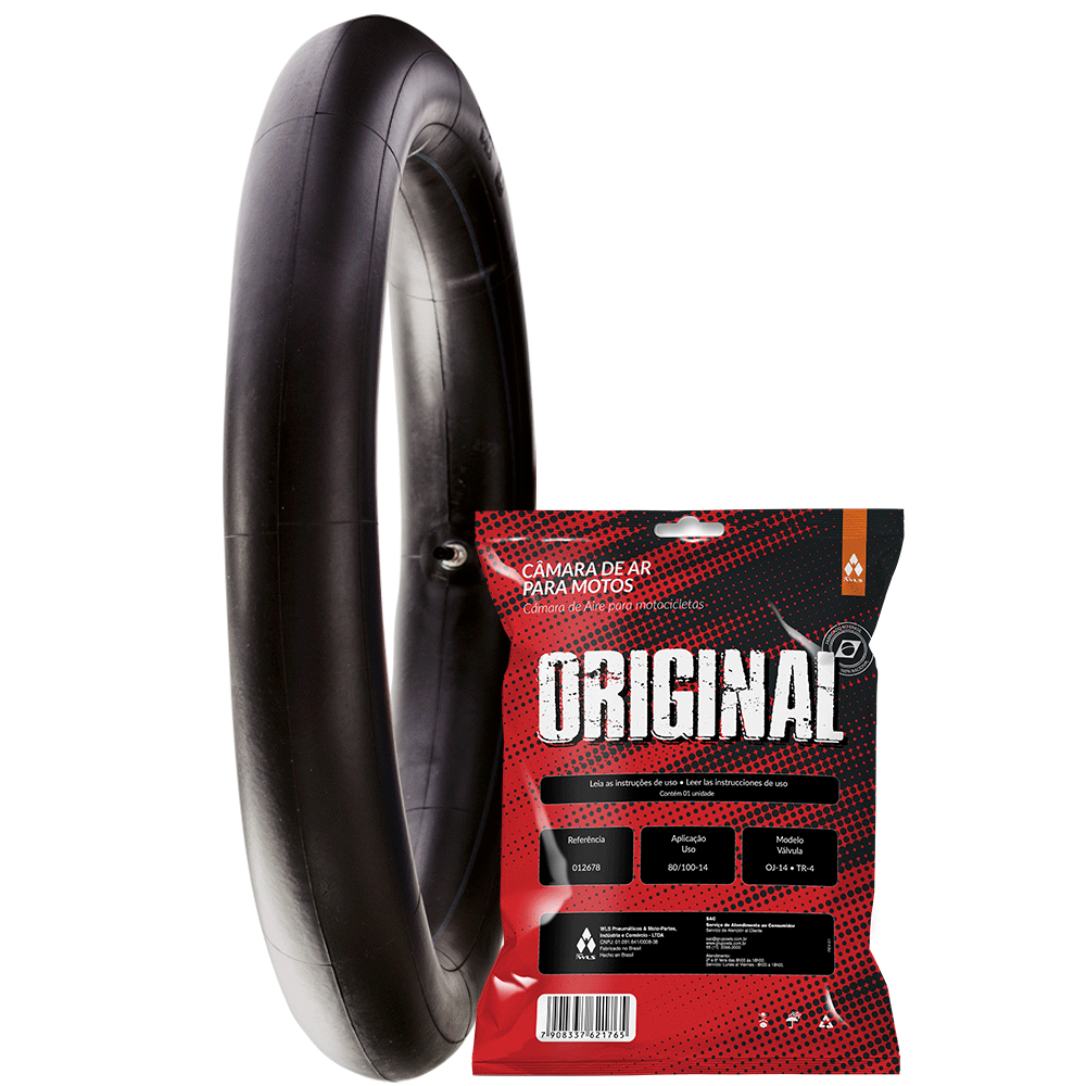 Câmara ar moto aro 14 - tras. honda biz 100, biz 125, pop 100 (80/100-14 *tr4) (oj-14)