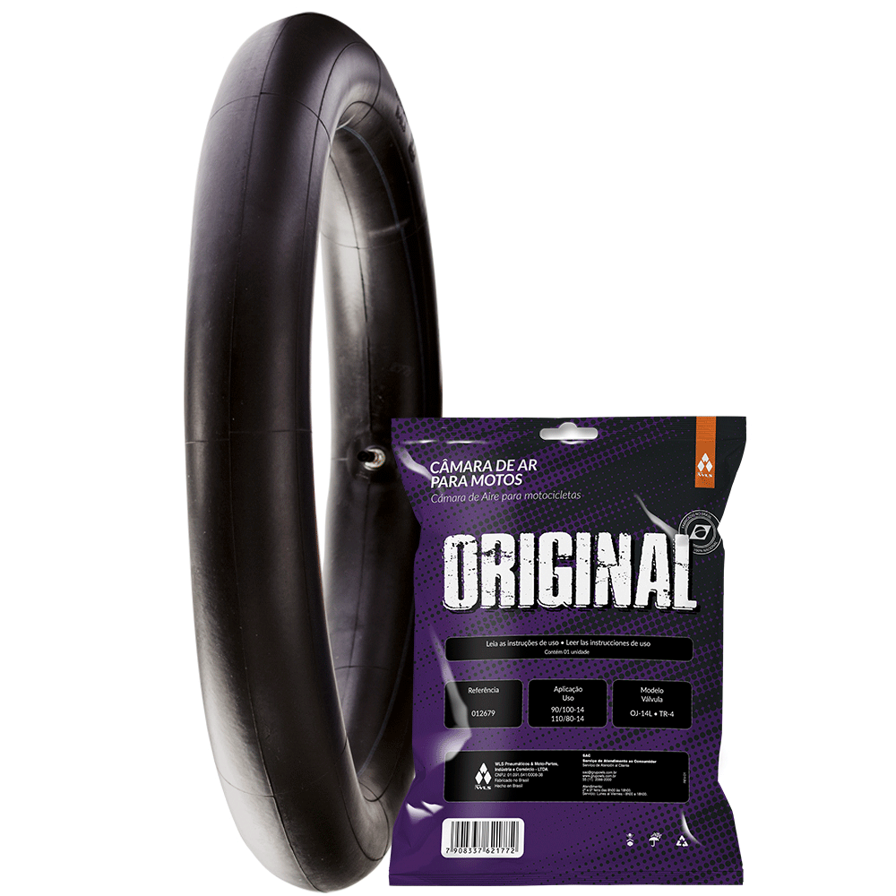 Câmara ar moto aro 14 - tras. honda biz 100, biz 125, pop 100 (110/80-14 *tr4) (oj-14l)