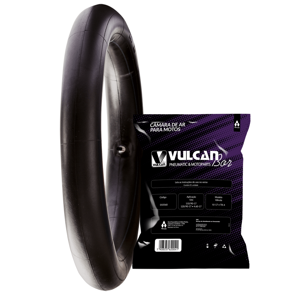 Câmara ar moto aro 17 - tras. honda nxr 125 bros, nxr 150 bros, xl, xlx 250 r (110/90-17*tr4) (vj-17)