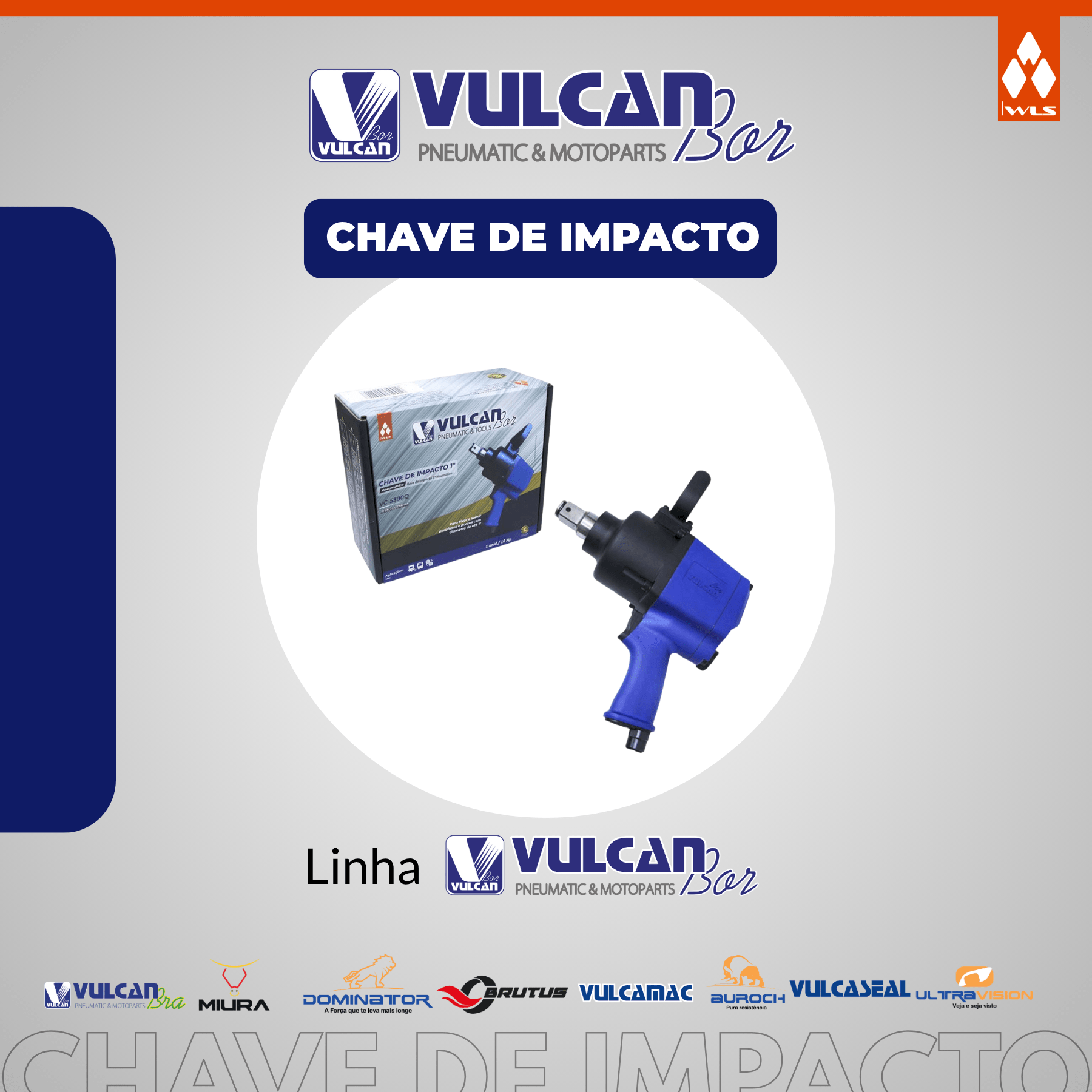 Chave de impacto industrial eixo curto 1" p/ autos rotação 5000 rpm torque máximo 1765 a 2400 nm soquete 32mm a