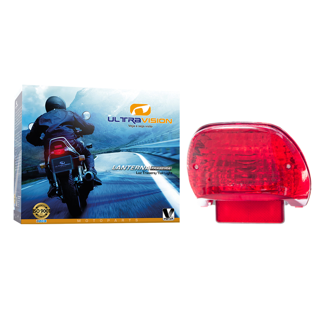 Lanterna traseira completa p/ moto honda cg 150 titan ks/es/esd - lente vermelha c/ lâmpada