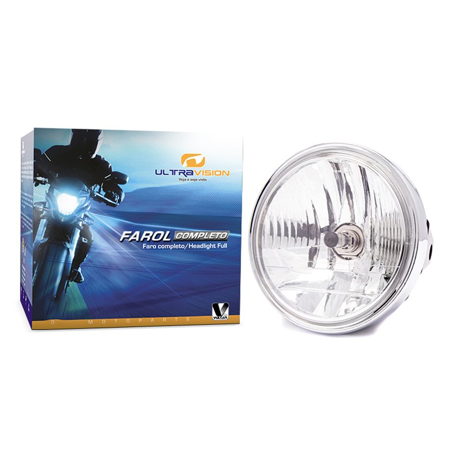 Farol completo c/ lâmpada p/ moto honda cbx 250 twister 01/05 (aro cromado)
