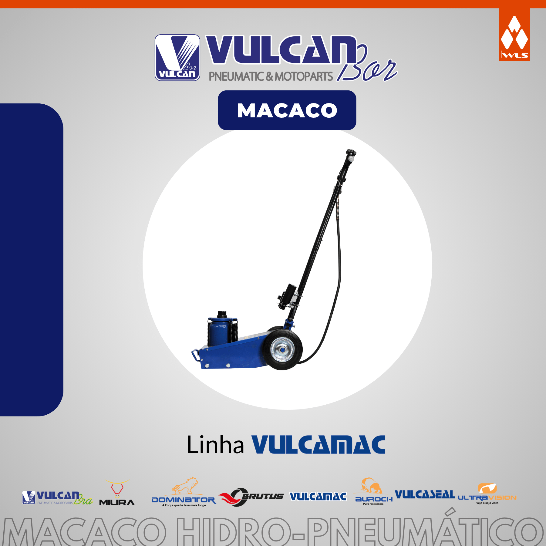 Macaco hidro-pneumático tipo calango sobre rodas 30/35t alt. 257x627mm - 2 estagio - c/ kit - linha gold