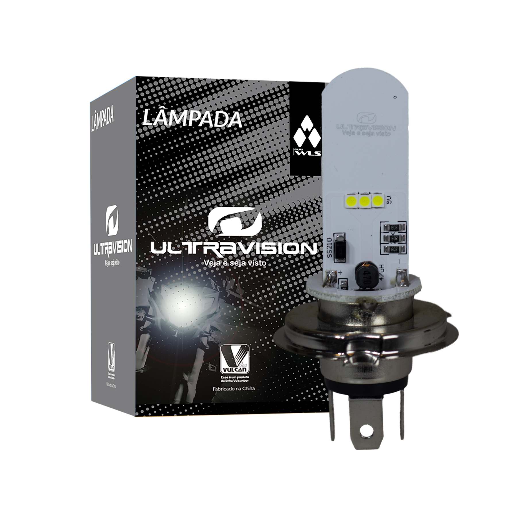 Lâmpada de moto p/ farol led h4 12v 2.5/5w 8000k alto/ baixo (ultravision)