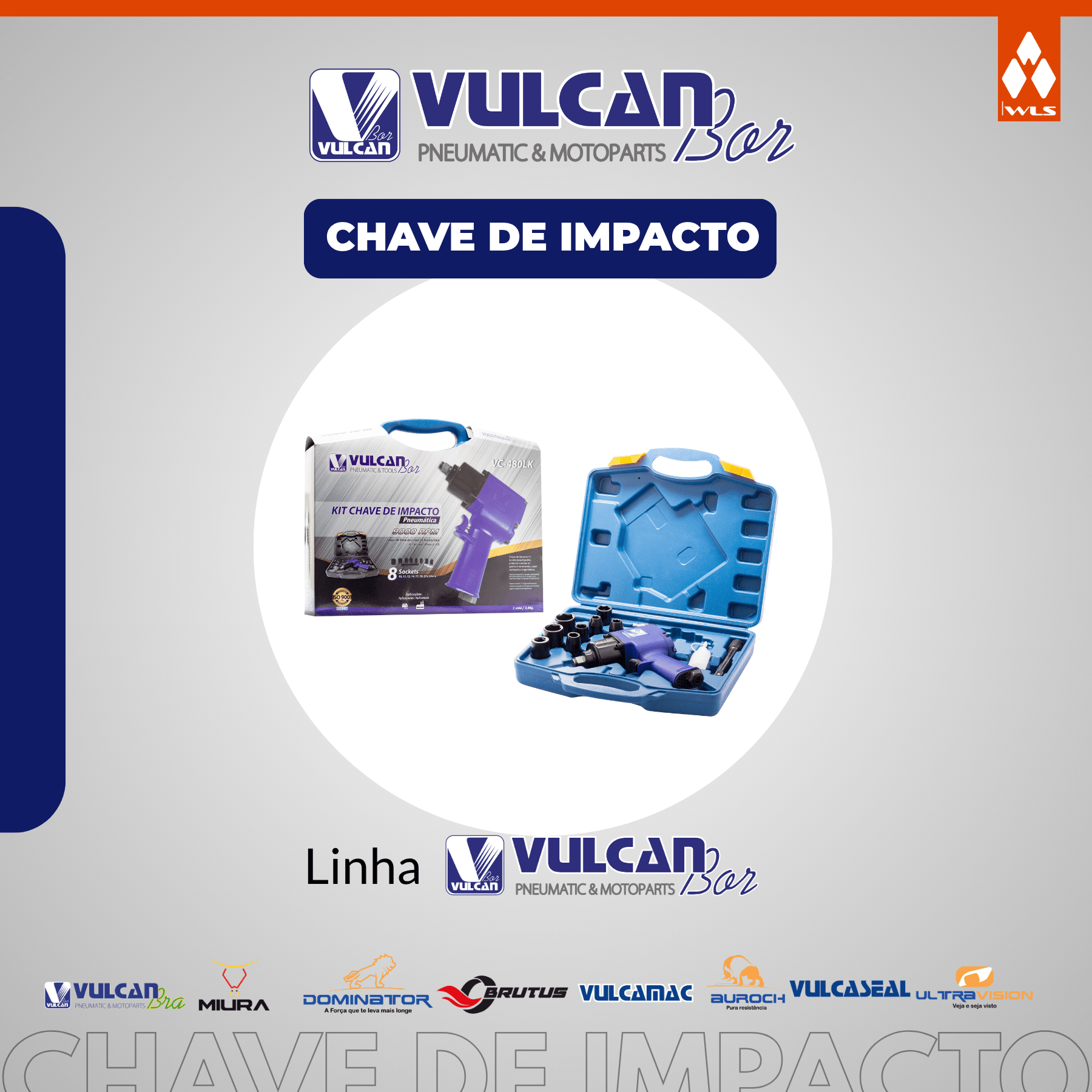 Chave de impacto profissional p/ autos 1/2 c/ kit de soquetes - torque 480nm extra leve e compacta