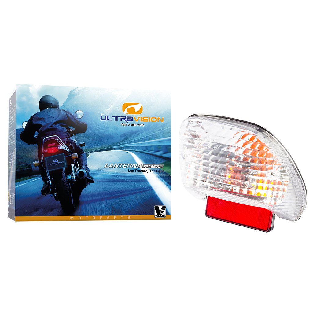 Lanterna traseira completa p/ moto honda cg 125 titan e fan 00/08 ks/es/kse - lente vermelha c/ lâmpada