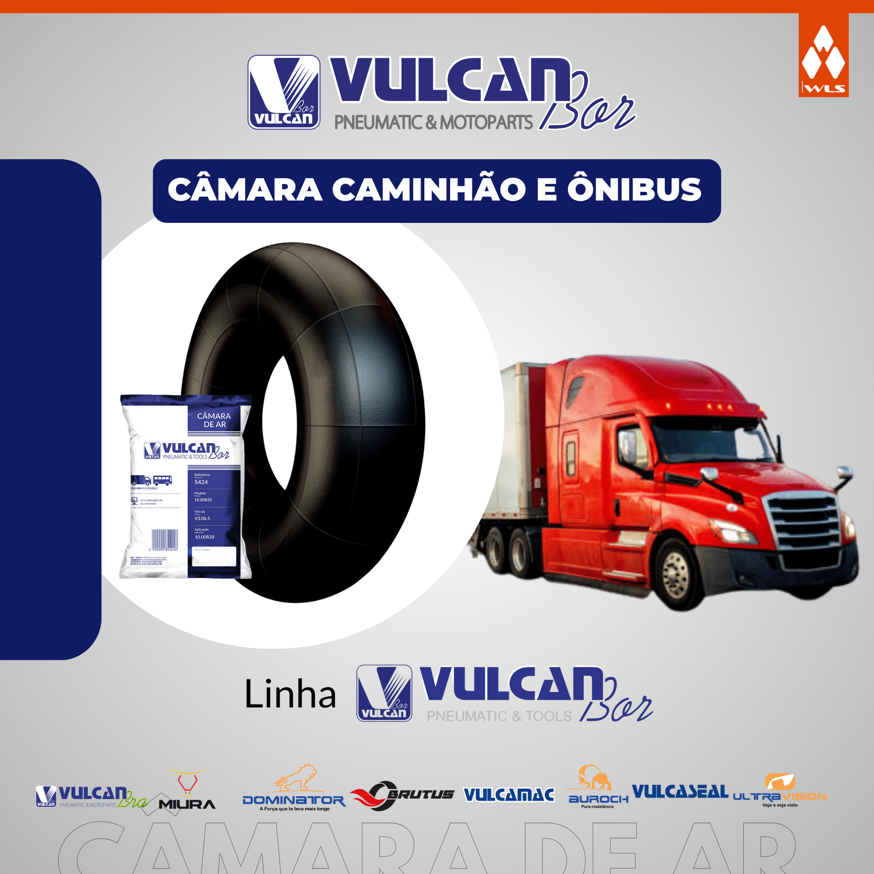 Câmara ar caminhões e ônibus aro 20 - (10.00 r20 *v3.06.5)
